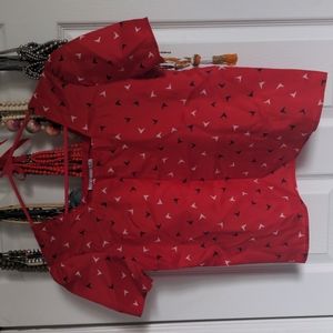 Square neck vintage red puff sleeve top, Sarah Taylor sz 9 (s/m)